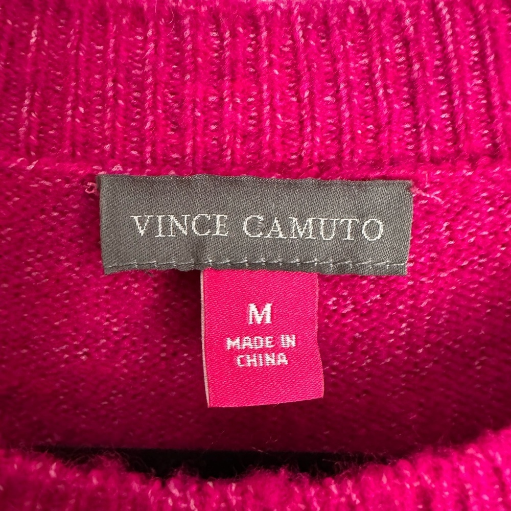 VINCE CAMUTO Hot Pink Crew Pullover Sweater Sz M - Picture 2 of 5